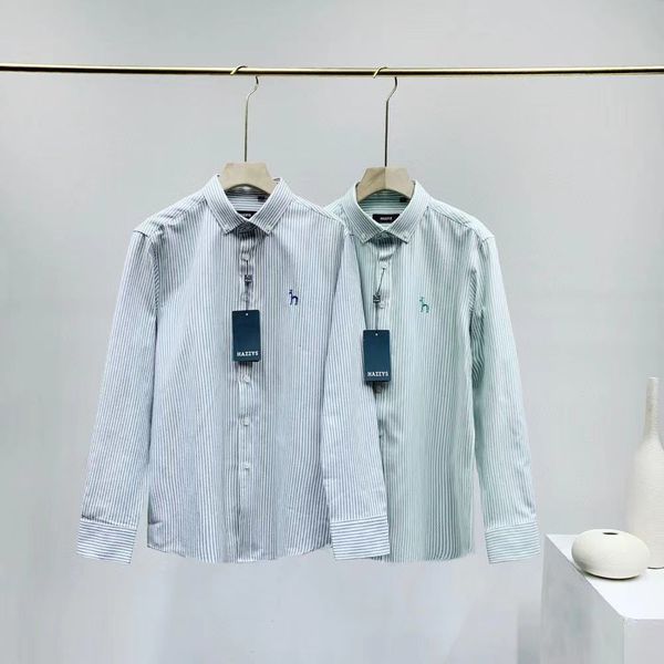 

spring hatching men's vertical stripe shirt embroidery leisure fashion long sleeve, White;black