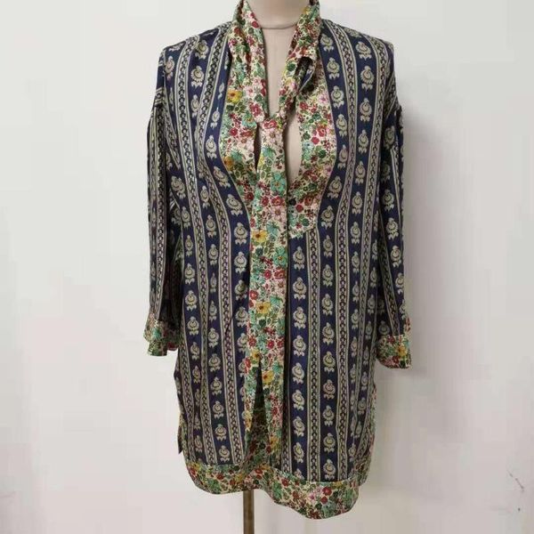 

women's blouses & shirts women shirt autumn winter fund ethnic style half opens ninth sleeves to get print, White