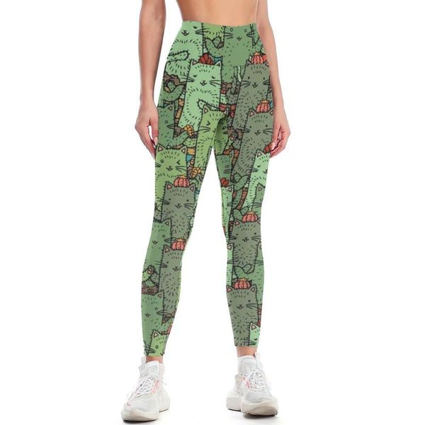 

yoga outfit cactus leggings stretchy print pants cute drop fitness teens