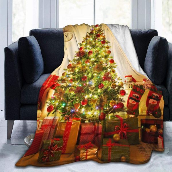 

blanket flannel fleece blanket festively decorated home interior with christmas tree lightweight super soft cozy bed blanket