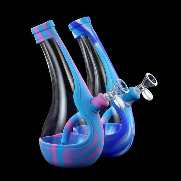 Shisha Hookah Fumar conjunto de água SAC de água Holidahs Mangueira de Silicone Joint Glass Bong Dab Altura 225mm