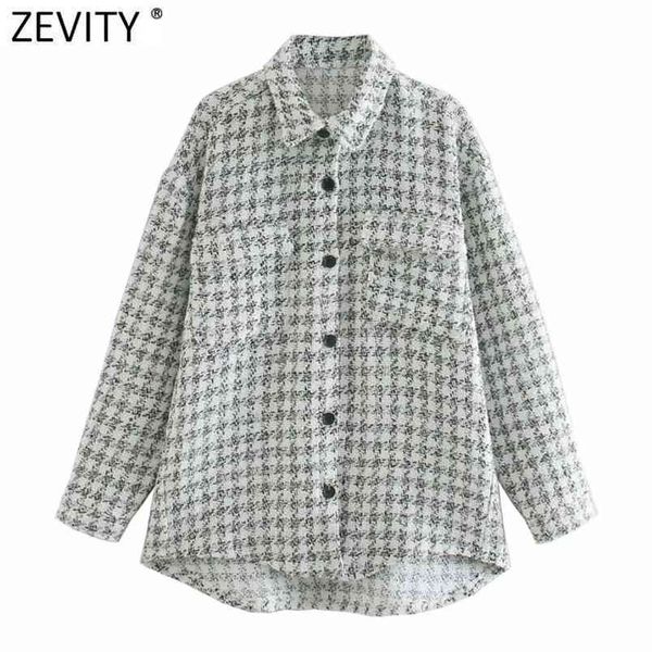 

women vintage houndstooth plaid woolen coat femme long sleeve double pockets patch casual jacket chic ct626 210420, Black;brown