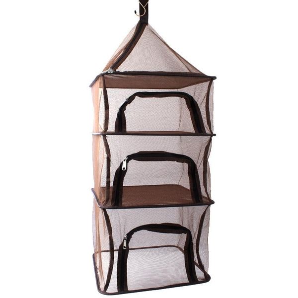 

outdoor folding drying net multi-function four-layer storage basket fish rack fishing accessories