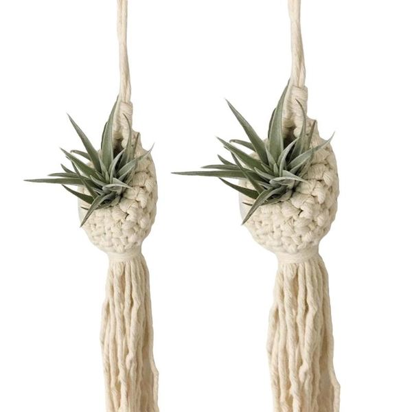 

tapestries nordic hanging tapestry flower basket tassel hand-woven macrame wall