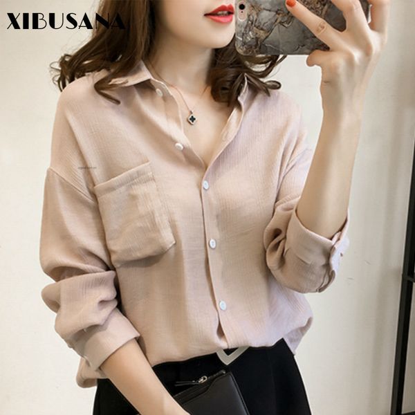 

blouses for women autumn cashmere solid turn down collar batwing sleeve casual shirt female plus size 4xl 210423, White