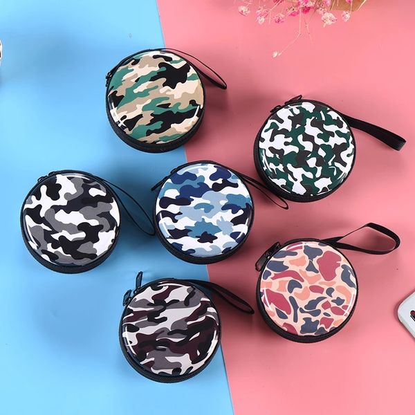 

camouflage print coin purse girls purse kawaii mini wallet chain zipper silicone headphone key storage bag mini money bags, Red;black