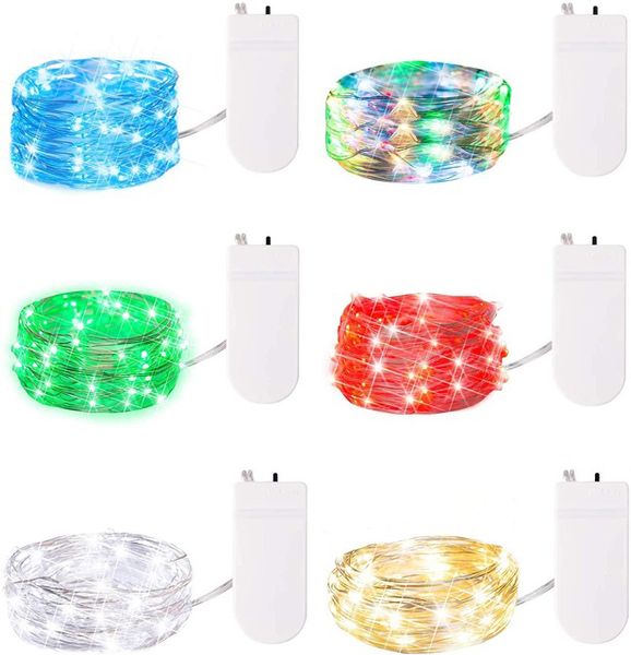 6 pcs 2m 3m fio de cobre conduziu luzes de cadeia de luzes de luz de iluminação de fadas para a árvore de Natal árvore de casamento decoração lâmpada