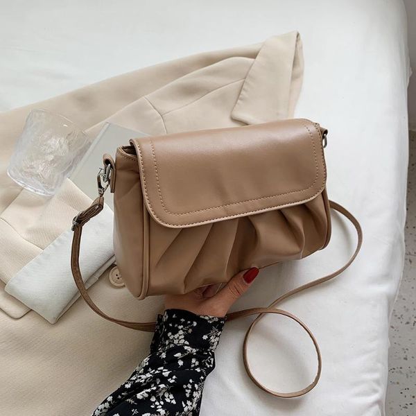 

evening bags exquisite women pu leather messenger bag small female pure color underarm ladies pleated flap crossbody