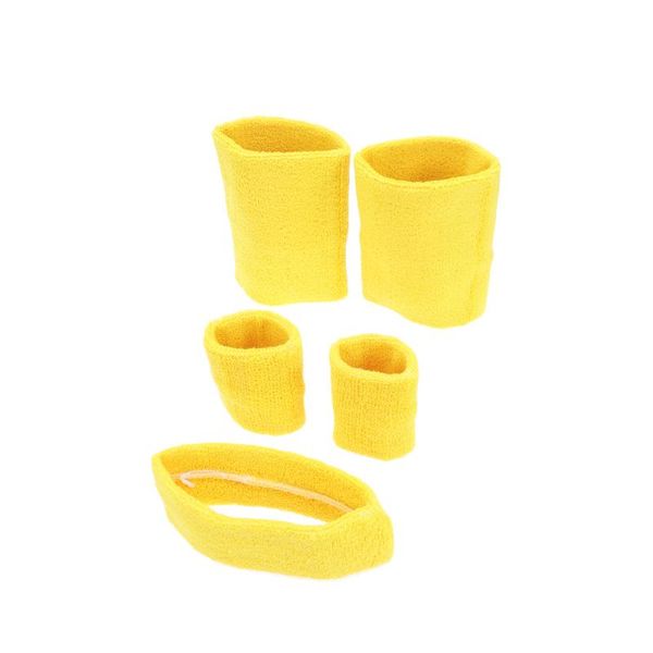 

sweatbands set stretchy sports headband wristbands elbow pad for men and yellow wrist support, Black;red