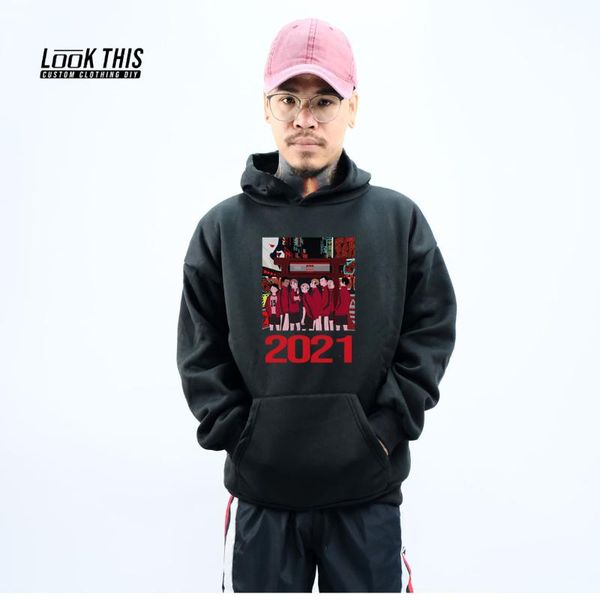 

haikyu anime men's sweatshirts hoodies harajuku loose hooded fleece oversized hoodie men hoody street &, Black
