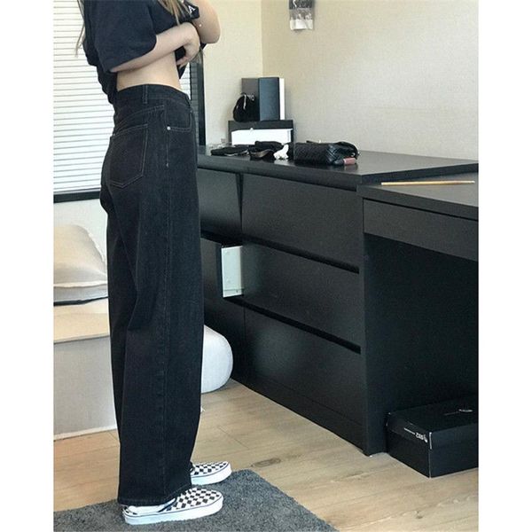 

women's jeans high waist pants female women loose boyfriend girls solid vintage cool gothic stright trousers girl, Blue