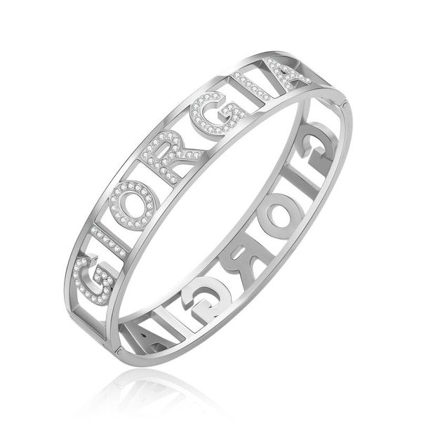 

bangle women's name giorgia crystal letters stainless steel bracelet for hand jewelry accessories gift 2021, Black