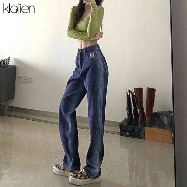 

jean autumn fashion casual loose straight blue jeans women new simple high waist cotton wild basic female trousers