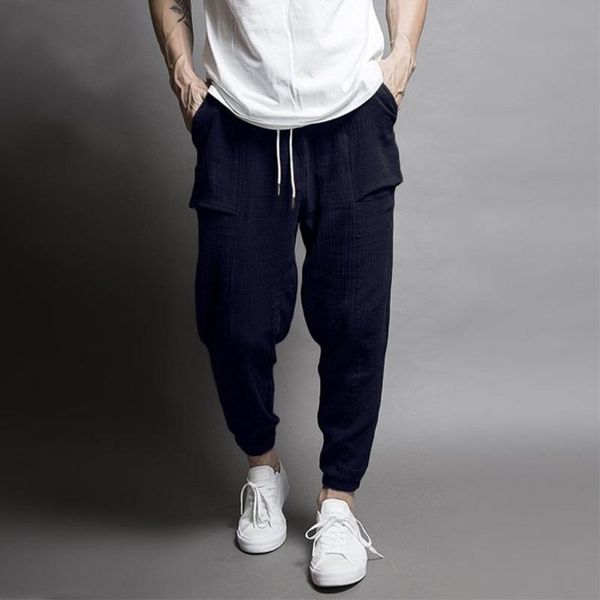 

men's pants brand casual men trousers male double wrinkle color, Black