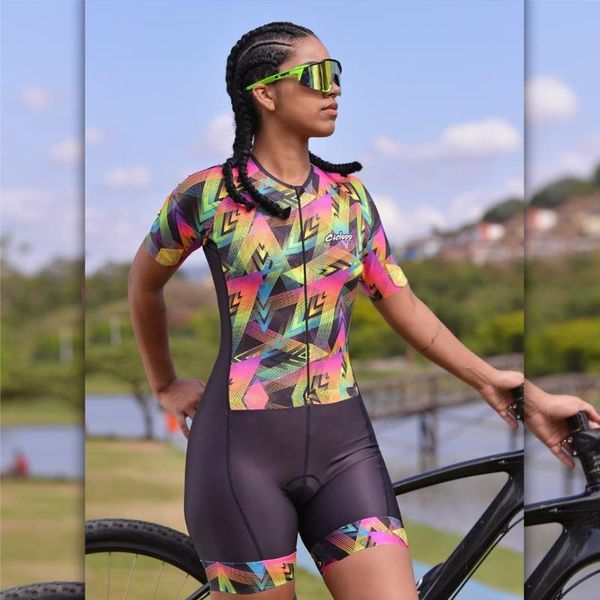

racing sets 2021 cycling skinsuit women short sleeve triathlon suits summer clothing set go pro one piece bike dress jumpsuit ciclismo, Black;blue