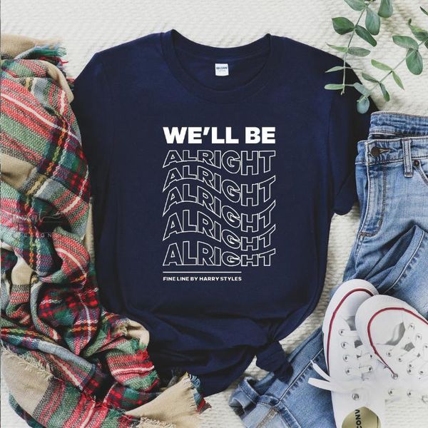 

women's t-shirt we'll be shirt comfort letter printing stree style women o-neck basic tee breathable female kawaii clothes, White