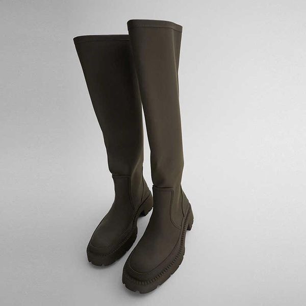 

boots zar women's shoes khaki green flat bottomed, Black