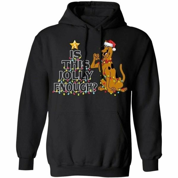 

scoobydoo is this jolly enough christmas cartoon holiday funny black hoodie, White;black