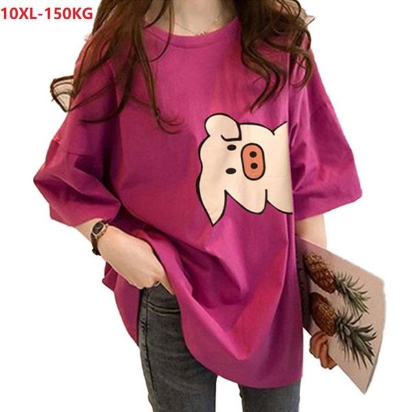 

women's t-shirt summer plus size 8xl 6xl 10xl cartoon pig t-shirts short sleeve women tees oversize home loose 54 60 62 64, White