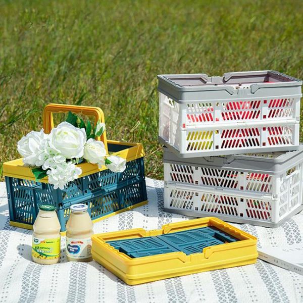 

collapsible storage basket plastic deskcosmetic sundries organizer box home kitchen warehouse baskets boxs