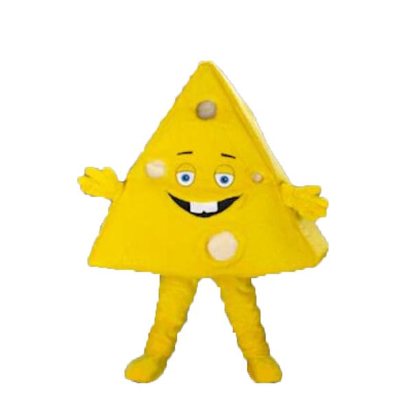 Costume della mascotte del formaggio del triangolo di alta qualità Halloween Natale Personaggio dei cartoni animati Abiti Tuta Volantini pubblicitari Abbigliamento Carnevale Unisex Adulti Outfit