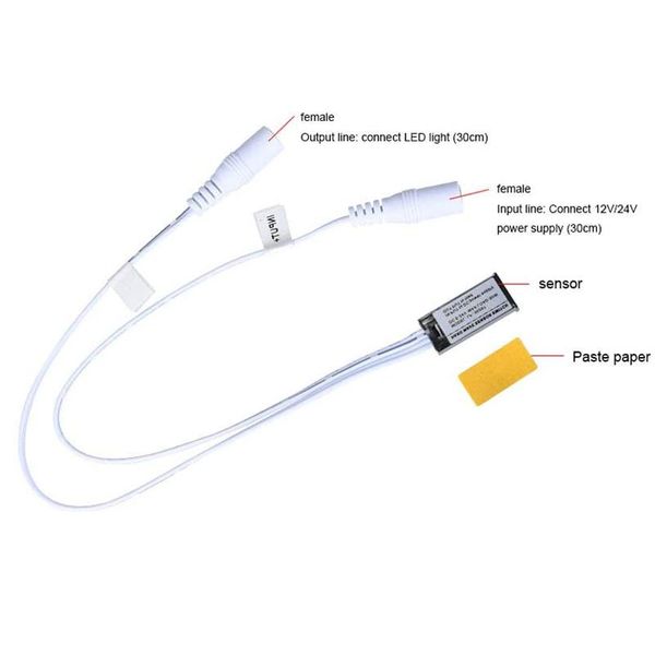 

smart home control hand sweep / ir door pir motion sensor switch dc 12v/24v stick screw in auto on/off diy wave for led strip cabinet