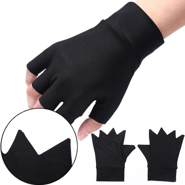 

pair health care fiber gloves anti arthritis hands therapy compression ache pain relief black wrist support, Black;red