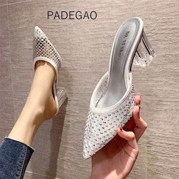 

women slippers casual fashion 2021 crystal shoes for korean, Black