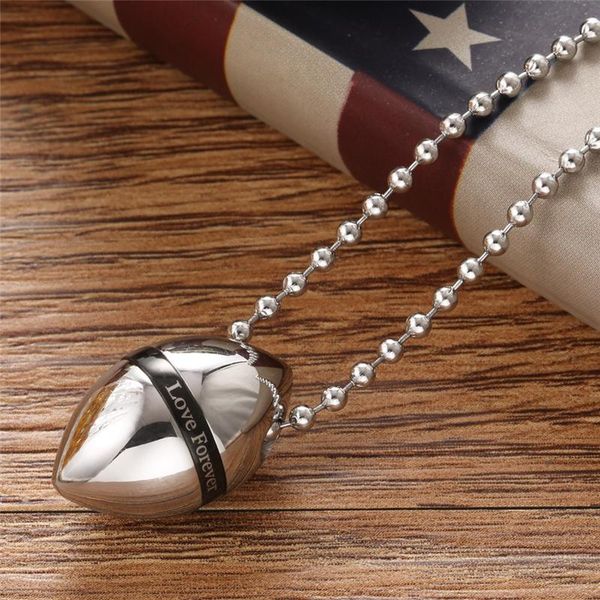 

pendant necklaces men chain forever love perfume bottle titanium steel charm necklace openable collier choker male jewelry gifts, Silver
