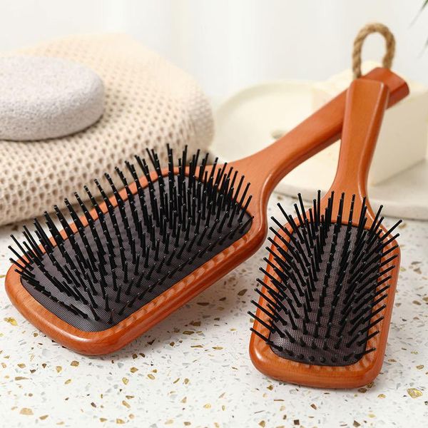 

hair brushes 1pc wood comb professional healthy paddle cushion loss massage brush hairbrush scalp care, Silver