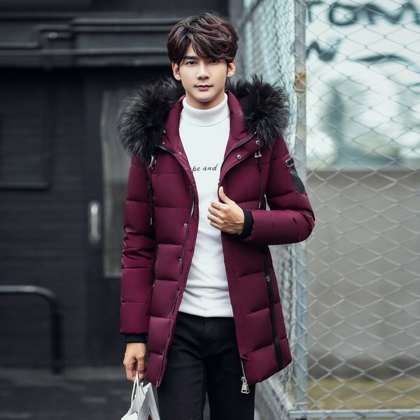 

men's down & parkas long can withstand - 20 degrees winter jacket men big real fur collar hooded duck size 3xl wcv7, Black