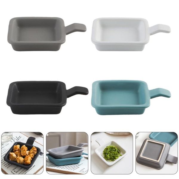 

dishes & plates 4pcs seasoning ceramic condiment with handles (random style)