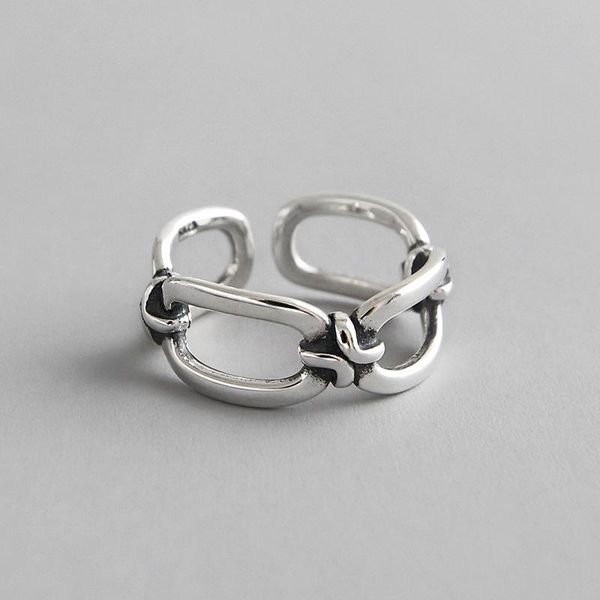 

cluster rings retro vintage women's authentic s925 sterling silver fine jewelry love knot adjust ring open j515, Golden;silver