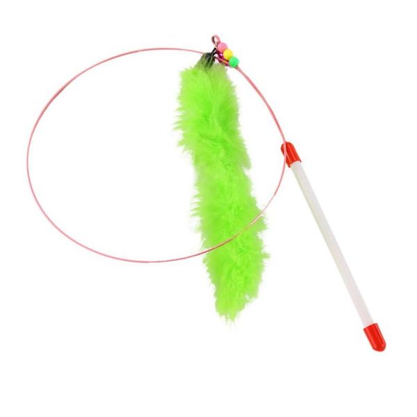 

cat toys pet bite-resistant steel wire funny feather kitten toy teaser bell bead play color stick random