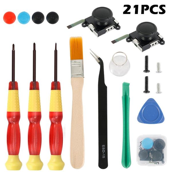 

game controllers & joysticks 21pcs/set replacement 3d analog joystick thumb stick tools set for switch con repair