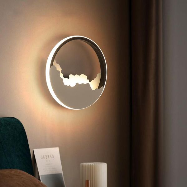 

wall lamp 18w led mount light fixture art deco circle bedside silica gel bedroom