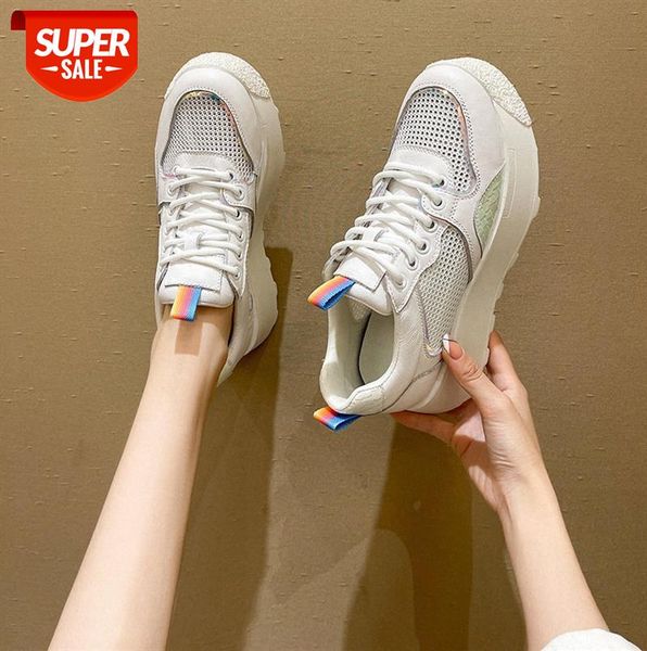 

thick-soled mesh small white shoes women's platform casual lace-up #ll6l