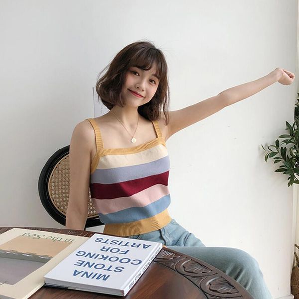 

yoga outfit summer slim womens sleeveless crop tank stripe vest korean tube