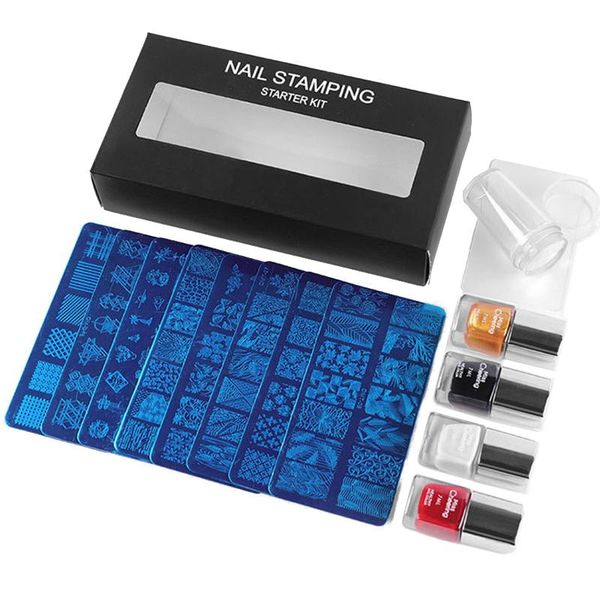 

nail art kits stamp plates set stamping plate stamper heart rose leaf flower template pattern manicure tool easy to use ki