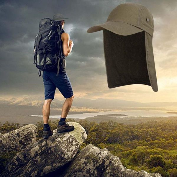 

outdoor hats sunscreen hood with ear neck cover flip adjustable breathable waterproof sunshade folding mesh sports fisherman hat, Black;white