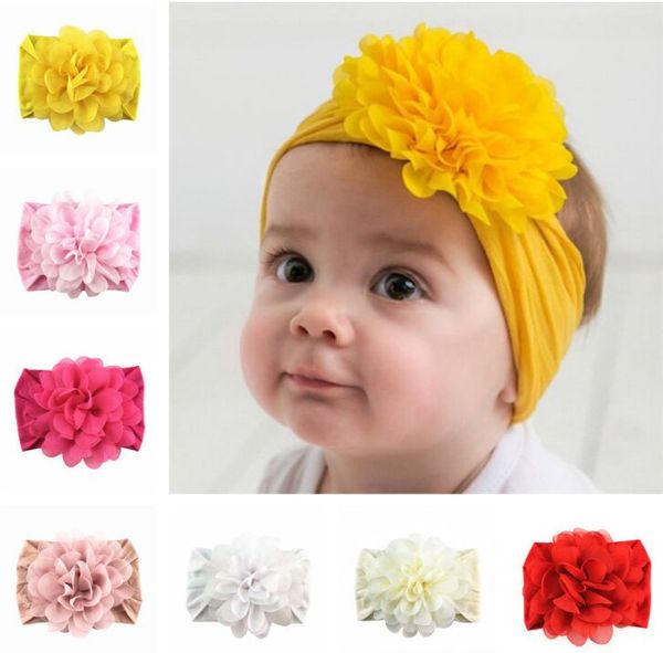 Kids headband children headbands Soft nylon wide hairbands creative chiffon flower scarf baby hair accessories cute princess hairband