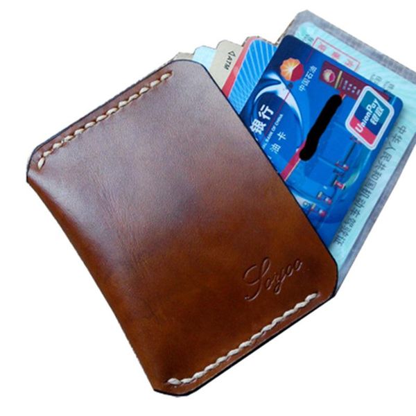 

card holders handmade holder genuine leather vintage wallet for s luxury protector bank cardholder men, Brown;gray