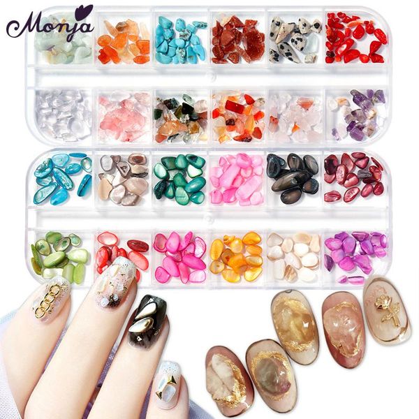 

nail art decorations monja 2 mixed styles small gravel stone 3d colorful spot multi-pattern smooth irregular rubble diy manicure, Silver;gold