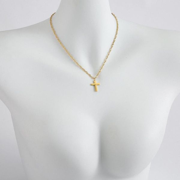 

pendant necklaces fashion stainless steel cross necklace with 42+5cm composed chain as lady gift, Silver