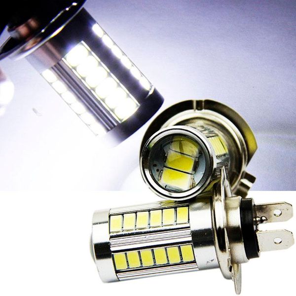 

car headlights 2pcs auto fog lamp h7 5630 33smd led light high powerbulb motocycle white turning parking dc 12v 6000k for