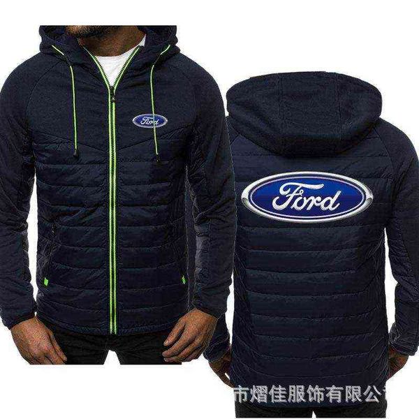 

2021 ford fashion hoody spliced jackets printed men hoodies casual coat hooded fleece streetwear clothes harajuku, Black;brown