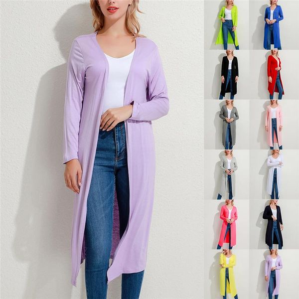 

korean 2021 women's casual long modal sweater cardigan soft comfortable strong solid size loose thin knits & tees, White