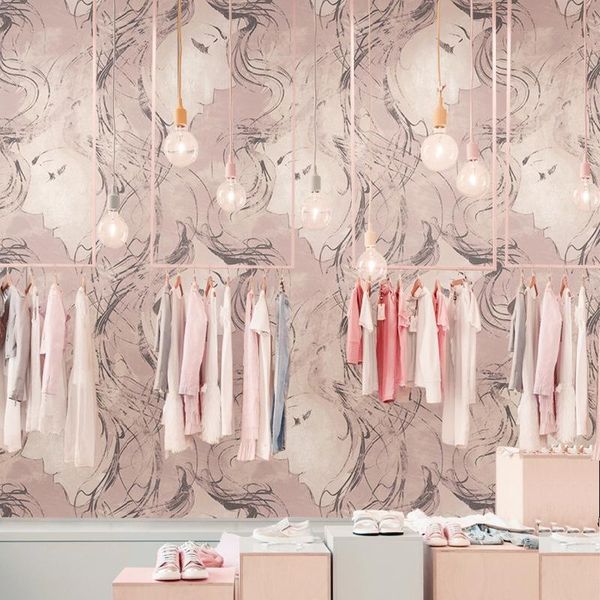 

wallpapers pvc waterproof wear-resisting girl bedroom clothing store fashion wall decorationunique abstract character sketch art wallpaper