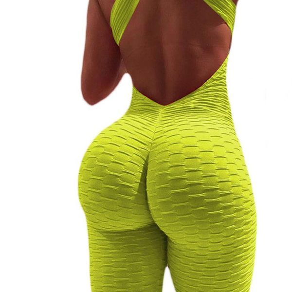 

women's jumpsuits & rompers womens hollow out halter backless bodysuit ruched bulift yoga jumpsuit sleeveless sport cross bandage plays, Black;white