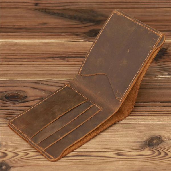 

wallets handmade vintage genuine leather men's purse short wallet card holder money bag male, Red;black